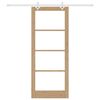 vidaXL Schiebet&uuml;r Natur 86 x 211 cm Massivholz Kiefer und Glas
