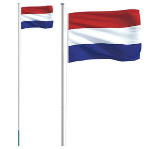 vidaXL Niederl&auml;ndische Flagge mit Mast 6,08 m Aluminium