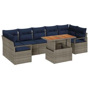 vidaXL Gartensofa-set 8 stk. 7-Sitzanzahl Grau und Marineblau