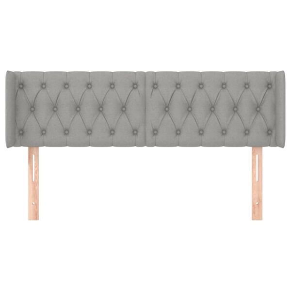 vidaXL Kopfteil mit Ohren Hellgrau 163x16x78/88 cm Stoff