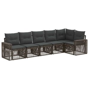 vidaXL Gartensofa-set 6 stk. Grau und Dunkelgrau Poly-Rattan