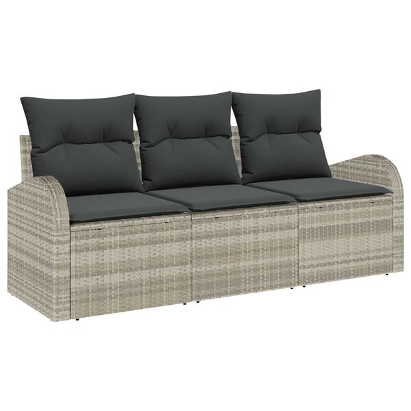 vidaXL Gartensofa-set Hellgrau Poly-Rattan