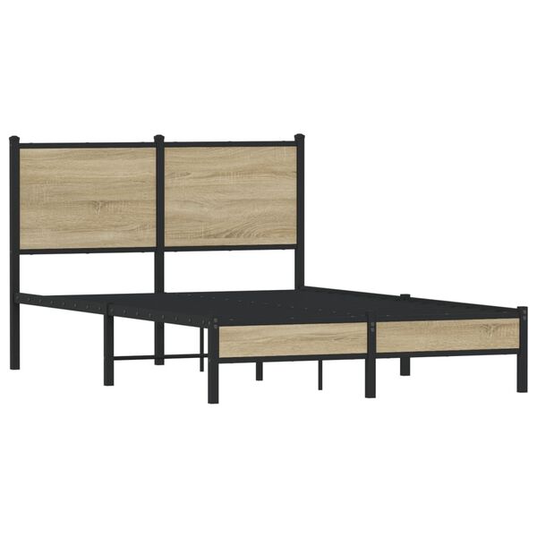 vidaXL Metallbett ohne Matratze Sonoma-Eiche 120x200 cm
