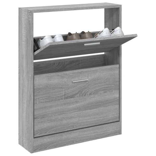 vidaXL Schuhschrank Grau Sonoma 59x17x81 cm Holzwerkstoff