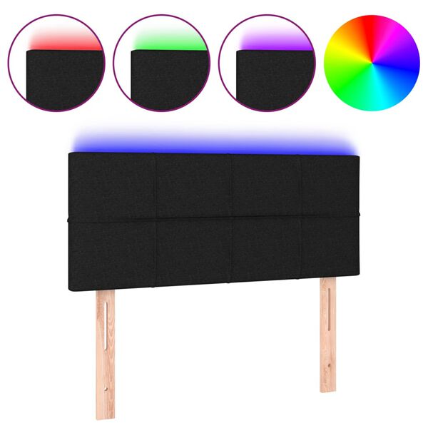 vidaXL LED Kopfteil Schwarz 80x5x78/88 cm Stoff