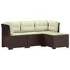 vidaXL 4-Sitzer Garten Sofa mit Kissen Rattan Look PP Braun
