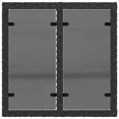 vidaXL Gartentisch mit Glasplatte Schwarz 55x55x37 cm Poly Rattan