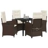 vidaXL Garten Essgruppe mit Kissen 5 pcs Braun Poly-Rattan