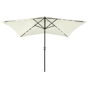 vidaXL Sonnenschirm mit LEDs und Stahl-Mast Sandwei&szlig; 2x3 m