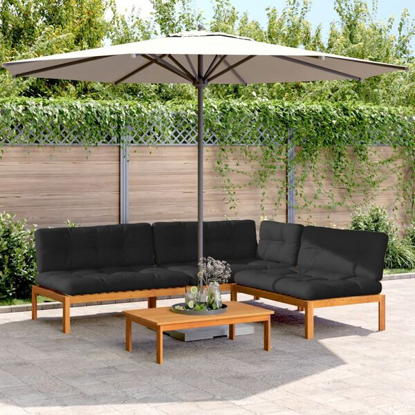 vidaXL 4-tlg. Garten-Sofagarnitur aus Paletten mit Kissen Akazienholz