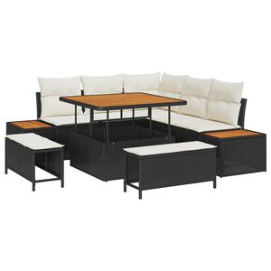 vidaXL Gartensofa-set 8 stk. 7-Sitzanzahl Schwarz und Creme