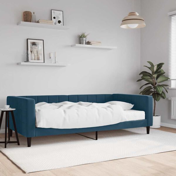 vidaXL Tagesbett mit Matratze Blau 100x200 cm Samt
