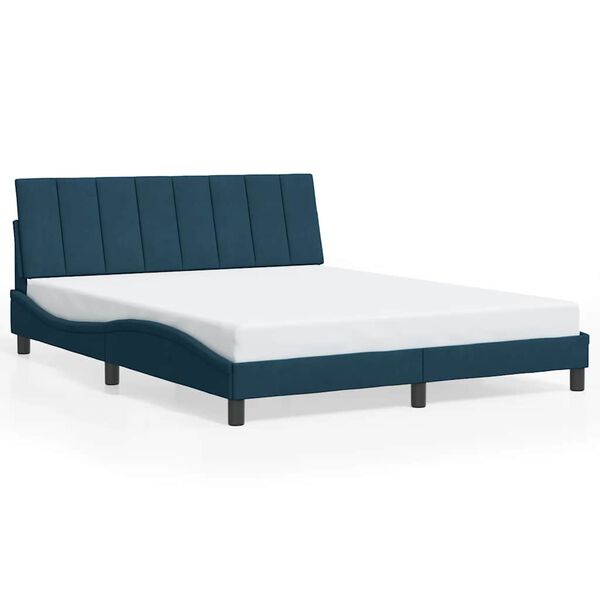 vidaXL Bettgestell ohne Matratze "Hanko" Blau 160x200 cm Samt