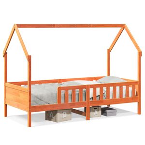 vidaXL Kinderbett Hausbett Wachsbraun 90x200 cm Kiefer