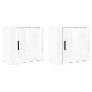 vidaXL Wand-Nachttische 2 Stk. Hochglanz-Wei&szlig; 50x30x47 cm