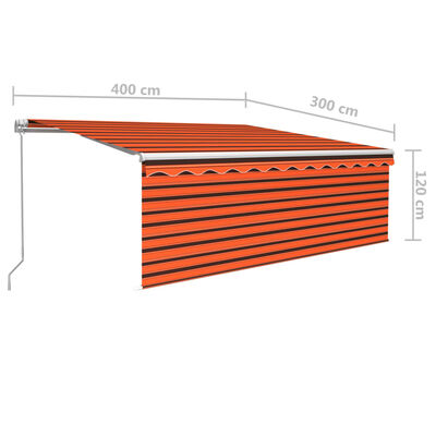 vidaXL Markise Manuell Einziehbar mit Rollo & LED 4x3 m Orange & Braun