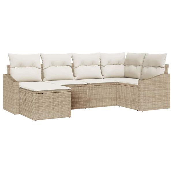 vidaXL Garten Essgruppe mit Kissen mit Speicher 6 pcs Beige und Creme