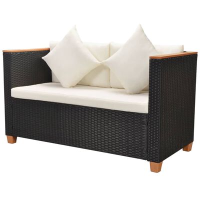 vidaXL 5-tlg. Garten-Lounge-Set mit Kissen Poly Rattan Schwarz