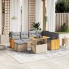 vidaXL 8-tlg. Garten-Sofagarnitur mit Kissen Beige Poly Rattan