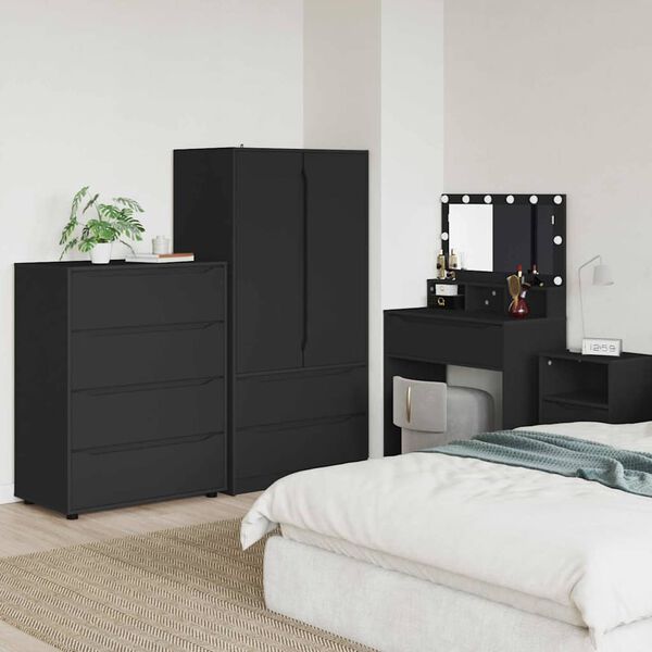 vidaXL Stauraumschr&auml;nke 2 pcs Schwarz 80 x 48 x 105 cm Holzwerkstoff