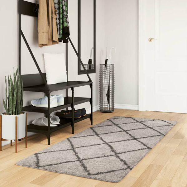 vidaXL Shaggy-Teppich PAMPLONA Hochflor Beige & Anthrazit 80x200 cm