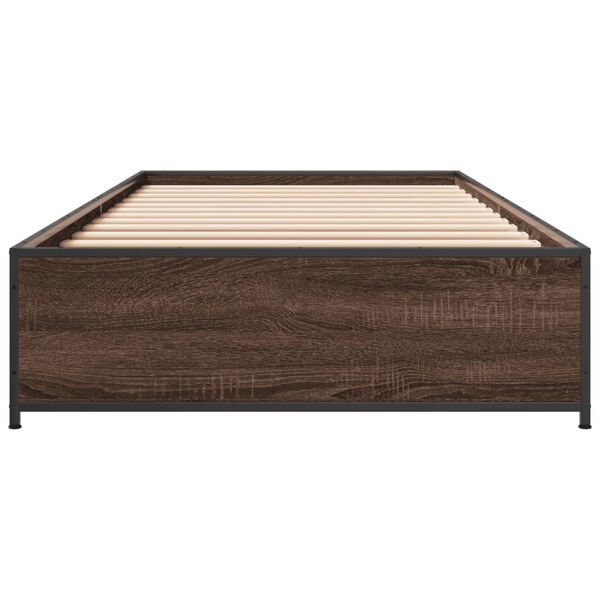 vidaXL Bettgestell Braun Eichen-Optik 90x190 cm Holzwerkstoff Metall