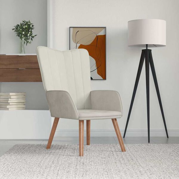 vidaXL Relaxsessel Cremewei&szlig; Samt