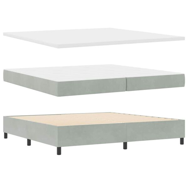 vidaXL Boxspringbett mit Matratze mit LED Hellgrau 200 x 200 cm Samt