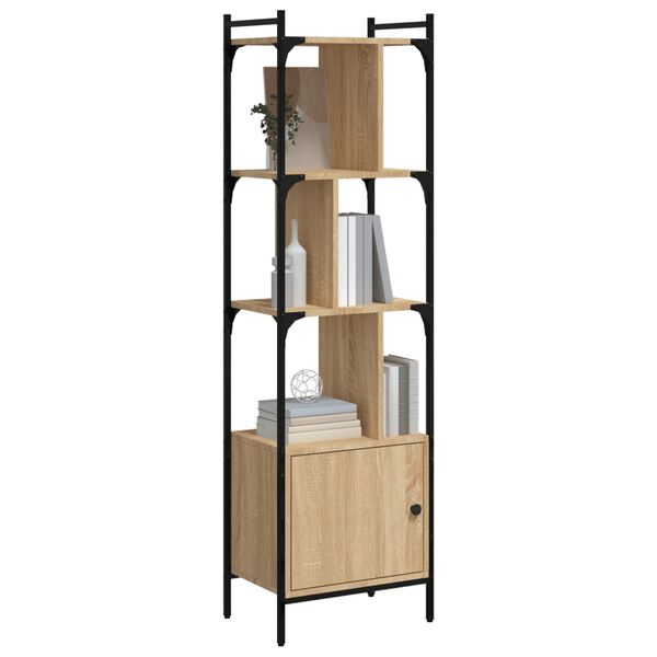 vidaXL B&uuml;cherregal mit T&uuml;r Sonoma-Eiche 44,5x30x154,5 cm Holzwerkstoff
