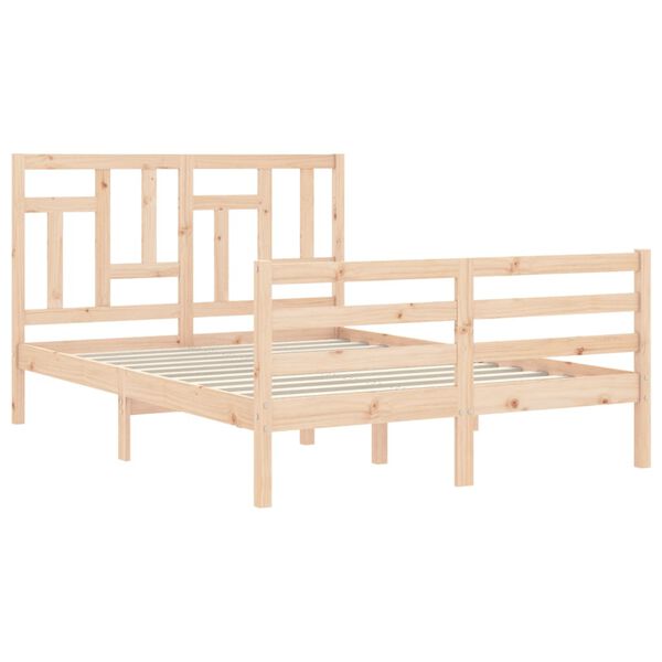 vidaXL Massivholzbett mit Kopfteil 140x190 cm