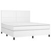 vidaXL Boxspringbett mit Matratze & LED Wei&szlig; 160x200 cm Kunstleder