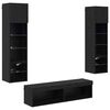 vidaXL TV-Wandm&ouml;bel 6 pcs Schwarz Eichen-Optik Holzwerkstoff