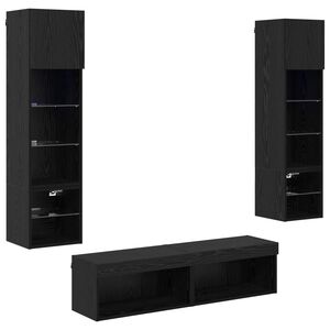 vidaXL TV-Wandm&ouml;bel 6 pcs Schwarz Eichen-Optik Holzwerkstoff