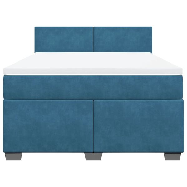 vidaXL Boxspringbett mit Matratze Blau 160x200 cm Samt
