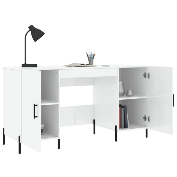 vidaXL Schreibtisch Hochglanz-Wei&szlig; 140x50x75 cm Holzwerkstoff