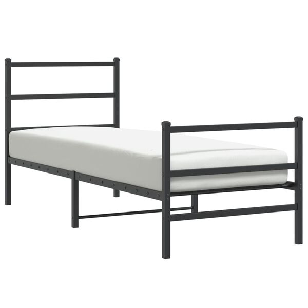 vidaXL Bettgestell mit Kopf- und Fu&szlig;teil Metall Schwarz 80x200 cm