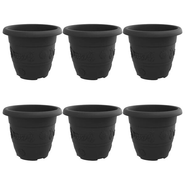 vidaXL Runder Blumentopf 6 pcs Schwarz &Oslash; 26 x 21,5 cm Kunststoff