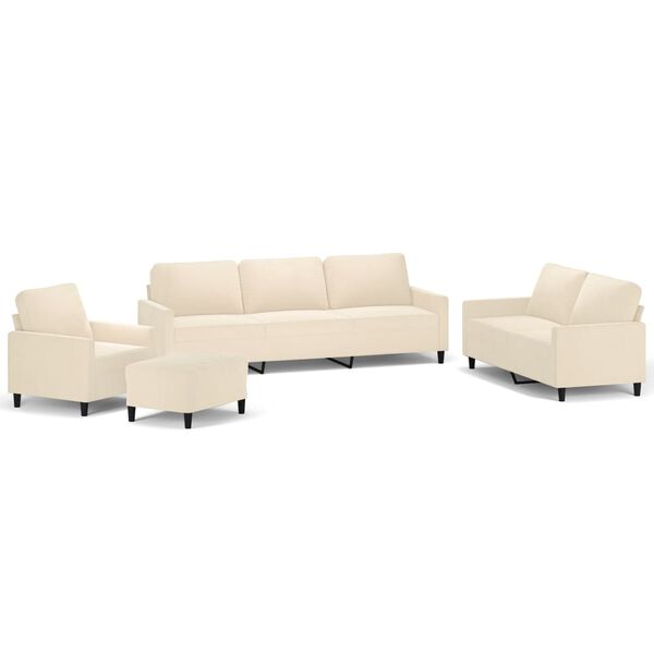 vidaXL 4-tlg. Sofagarnitur mit Kissen Creme Samt