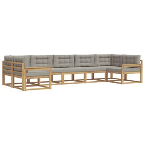 vidaXL Outdoor-Sofagarnitur 7 Stk. Wei&szlig; und Hellgrau