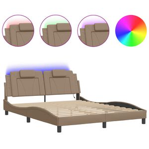 vidaXL Bettgestell "Viana" mit LED ohne Matratze Cappuccino-Braun 160x200 cm