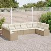 vidaXL Gartensofa-set mit Kissen 10 pcs Beige und Wei&szlig; Poly-Rattan