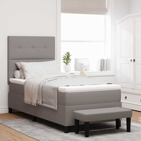 vidaXL Boxspringbett mit Matratze Taupe 100 x 200 cm Stoff