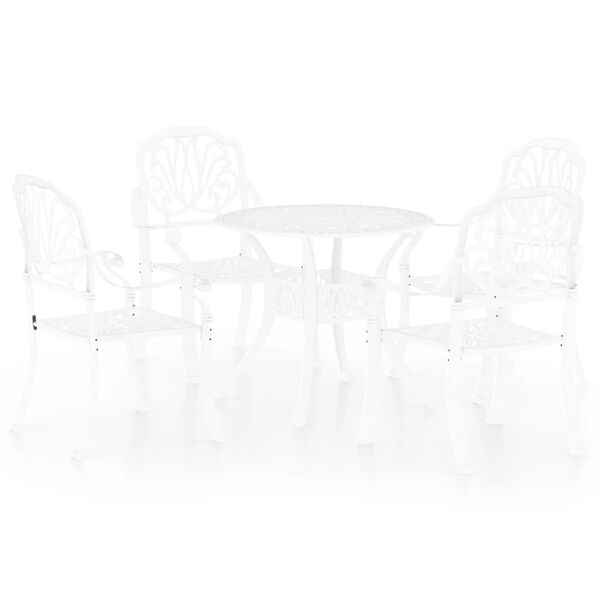 vidaXL 5-tlg. Bistro-Set Aluminiumguss Wei&szlig;