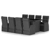 vidaXL 9-tlg. Garten-Essgruppe mit Kissen Poly Rattan Schwarz
