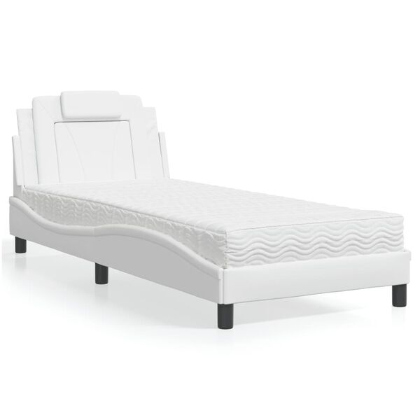 vidaXL Bett "Viana" mit Matratze Wei&szlig; 90x190 cm Kunstleder