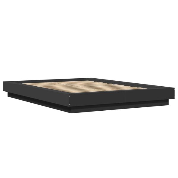 vidaXL Bettgestell mit LED Schwarz 120x200 cm Holzwerkstoff