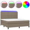 vidaXL Boxspringbett mit Matratze & LED Taupe 180x200 cm Stoff