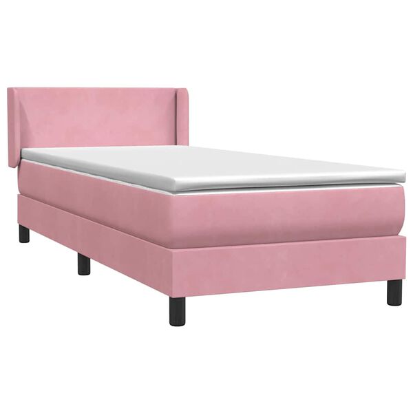 vidaXL Boxspringbett mit Matratze Rosa 90x210 cm Samt