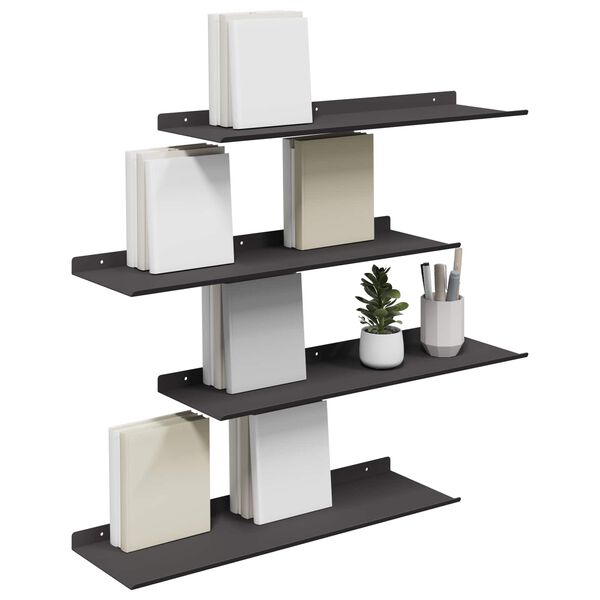 vidaXL Schwebendes Regal 4 pcs Schwarz 60 x 18 x 2,5 cm Stahl
