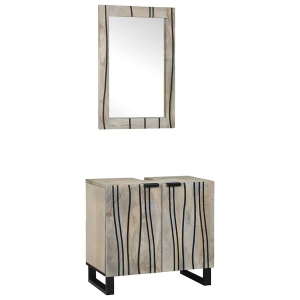 vidaXL Badezimmerm&ouml;bel-Set mit Regal mit T&uuml;r 2 pcs Wei&szlig; Holzwerkstoff
